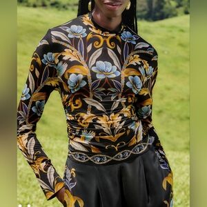 Farm Rio Flowerful Garden Jersey Blouse